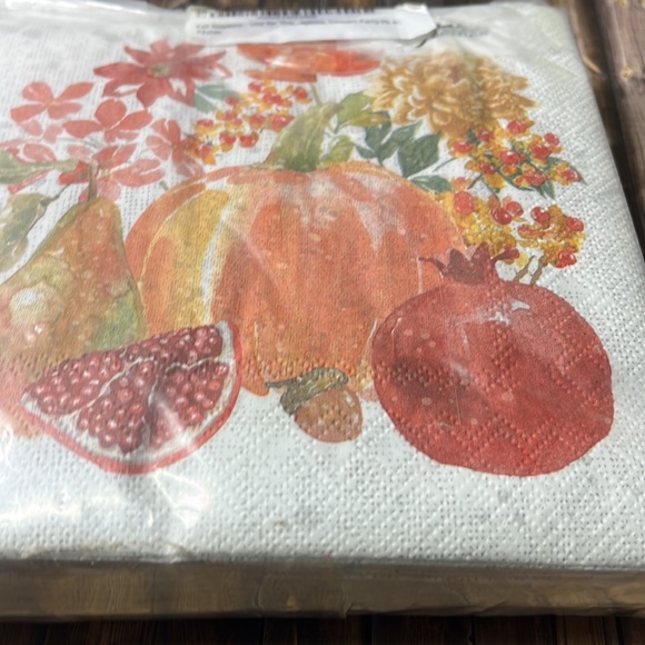 5for$10 Fall Holiday Thanksgiving Napkins Party Supply Pumpkin and Fall Floral - Picture 5 of 5